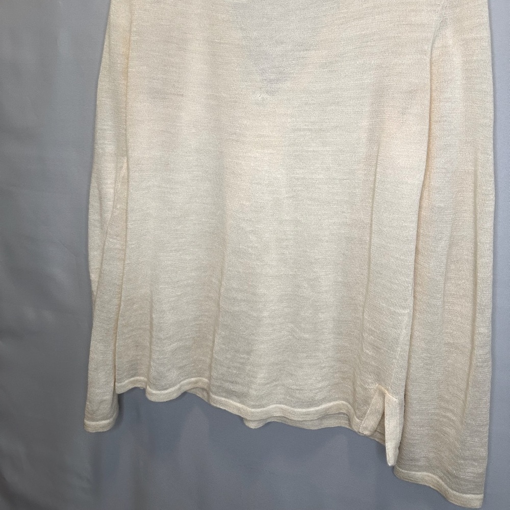 Evie Womens Blouse 100% Linen Knit Beaded Long Sleeve Side Slit Tunic Sweater S - Picture 8 of 9